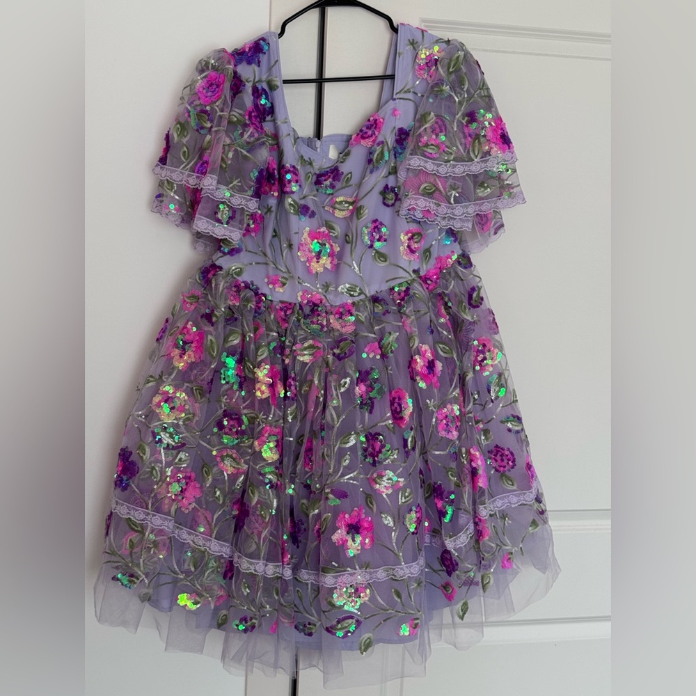 JessaKae Lavender Dress with Pink and Green Sequins - Picture 2 of 8